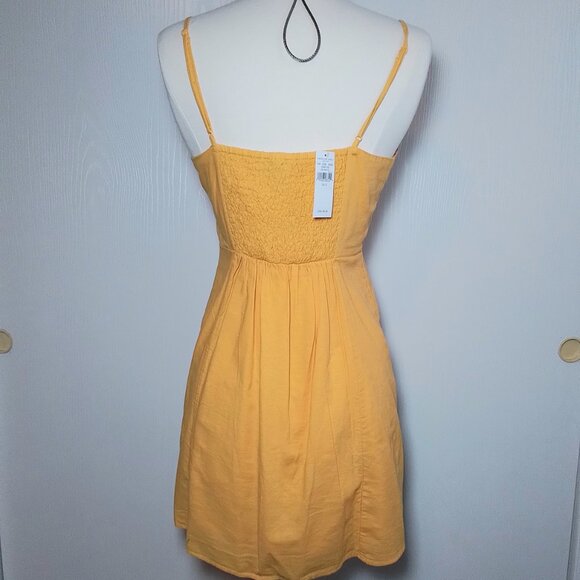 NWT American Eagle Linen Wrap Dress Yellow Spaghetti Strap Sundress size S - Picture 4 of 5